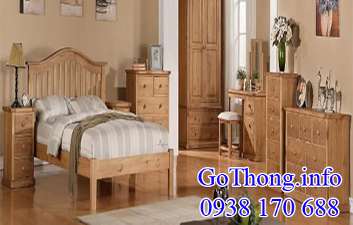 nội thất giường ngũ bằng gỗ thông