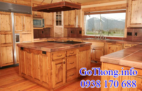 thiết kế gỗ thông (gỗ pine) trong nhà bếp